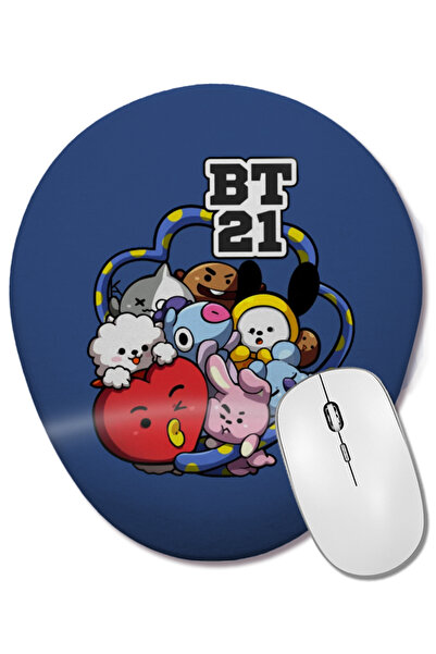 BASKI DÜNYASI Bts Bt21 Hug Oval Mouse Pad with Wrist Support