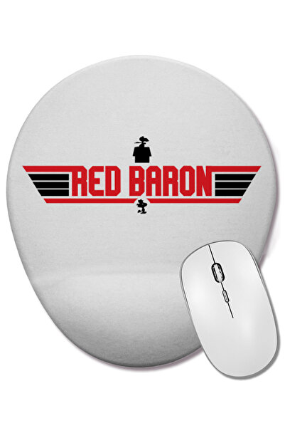 BASKI DÜNYASI Mouse Pad oval The Red Baron cu suport pentru încheietura mâinii