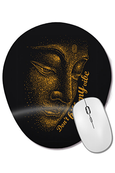 BASKI DÜNYASI Mouse Pad oval cu suport pentru încheietura mâinii Buddha Don't Kill My Vibe