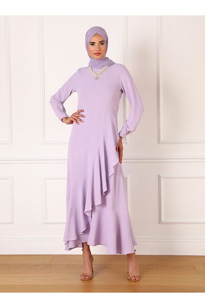 Refka Refka Aerobin Hijab Dress - Lilac with Flywheel Detail and Belted