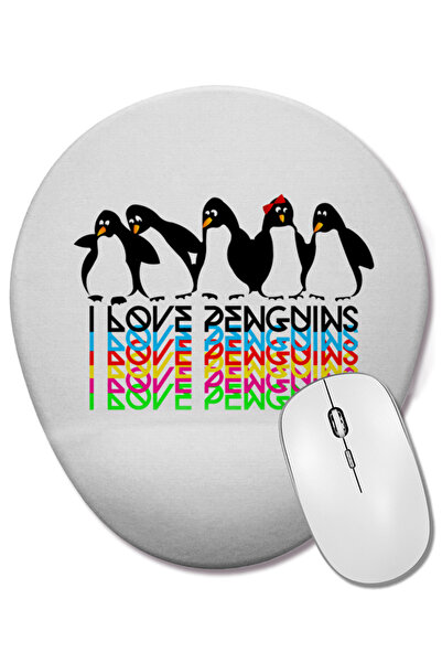 BASKI DÜNYASI Mouse Pad oval Penguins cu suport pentru încheietura mâinii