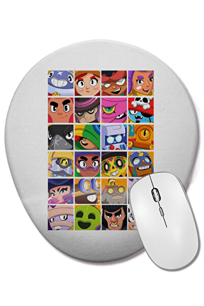 BASKI DÜNYASI Brawl Stars All 01 Mouse Pad oval cu suport pentru încheietura ...