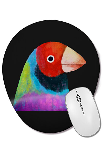 BASKI DÜNYASI Gouldian Finch Bird 01 Mouse Pad oval cu suport pentru încheietura mâinii