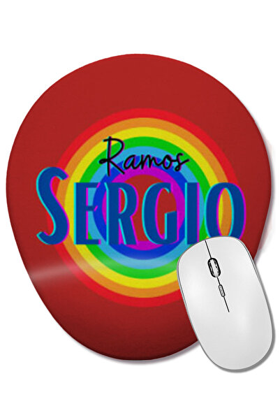 BASKI DÜNYASI Sergio Ramos - Mouse Pad oval în stil retro vintage cu suport pentru încheietura mâinii