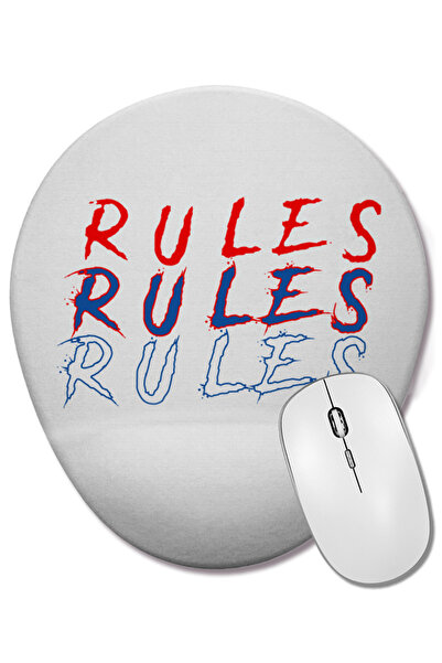 BASKI DÜNYASI Estampa Rules Mouse Pad oval cu suport pentru încheietura mâinii