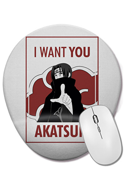BASKI DÜNYASI Mouse Pad oval Recruta Akatsuki Naruto cu suport pentru încheietura mâinii