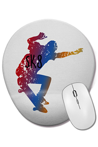 BASKI DÜNYASI Mouse Pad oval pentru skateboard SK8 Skater cu suport pentru în...