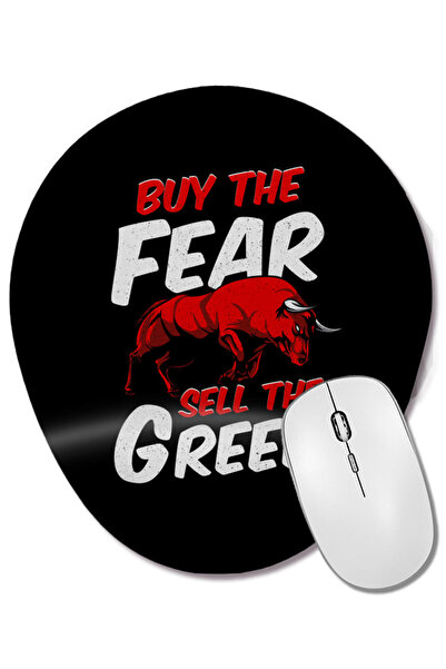BASKI DÜNYASI Cumpărați mouse pad oval cu suport pentru încheietura mâinii, cu inscripția The Fear Sell The Greed Bull Market Investing
