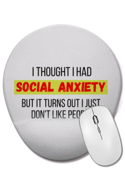 BASKI DÜNYASI СОЦИАЛНА ТРЕВОЖНОСТ Саркастична забавна овална подложка за мишк...