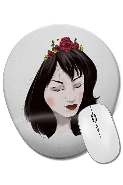 BASKI DÜNYASI Mouse Pad oval Moça Delicada cu suport pentru încheietura mâinii