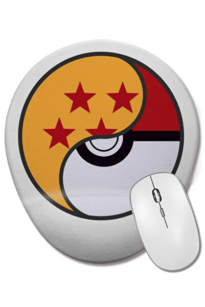 BASKI DÜNYASI Mouse Pad oval Dragon Ball x Pokemon cu suport pentru încheietura mâinii