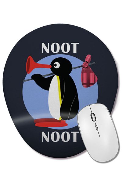 BASKI DÜNYASI لوحة ماوس بيضاوية من Pingu Noot Noot مع دعم للمعصم