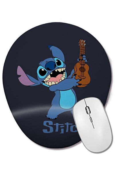 BASKI DÜNYASI Stitch And Lilo Cute Bilek Destekli Oval Mouse Pad