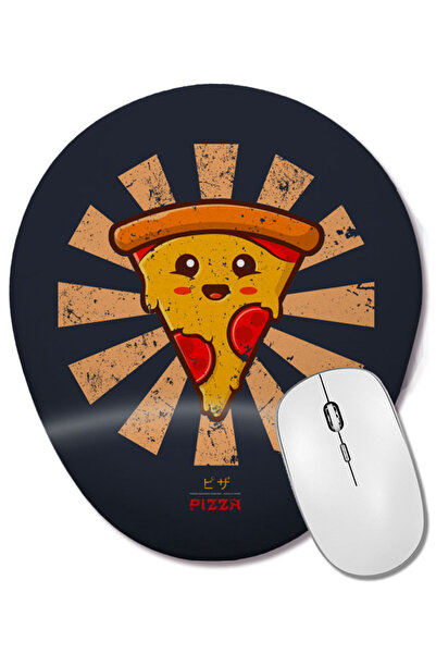 BASKI DÜNYASI Happy Pizza Retro Ιαπωνικό Οβάλ Ποντίκι με Στήριγμα Καρπού
