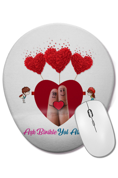 BASKI DÜNYASI Cadou pentru Ziua Îndrăgostiților 056 Mouse Pad oval cu suport ...