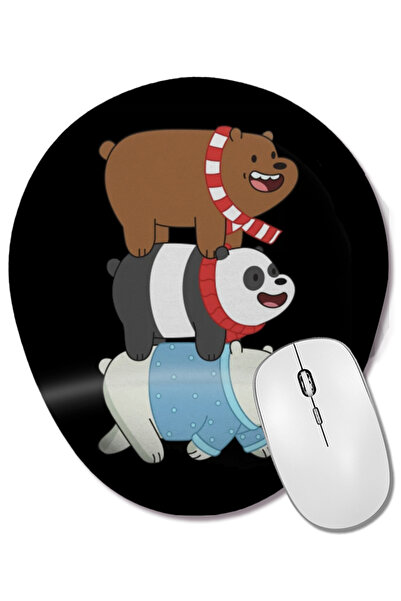 BASKI DÜNYASI We Bare Bears 02 Mouse Pad oval cu suport pentru încheietura mâ...