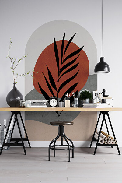 Pluswall Kendinden Yapışkanlı Oval Kesim Bohem Botanik Sanatı Duvar Kağıdı St...