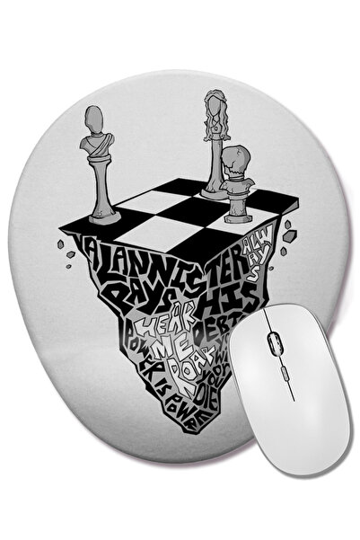 BASKI DÜNYASI Шахматна подложка за мишка с овална форма и опора за китката „И...