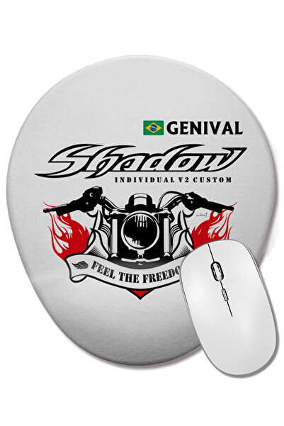 BASKI DÜNYASI Mouse Pad oval personalizat Shadow Genıval Branca cu suport pentru încheietura mâinii