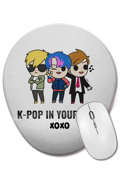 BASKI DÜNYASI لوحة ماوس بيضاوية من Exo Kpop مع دعم للمعصم