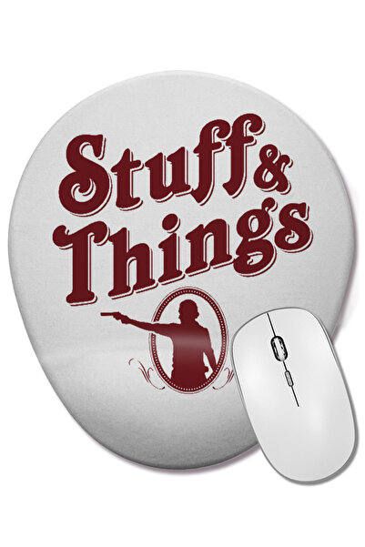 BASKI DÜNYASI Mouse Pad oval Stuff Things cu suport pentru încheietura mâinii