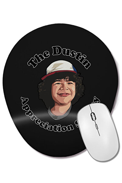 BASKI DÜNYASI Stranger Things The Dustin Appreciation Society Mouse Pad oval cu suport pentru încheietura mâinii
