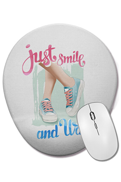 BASKI DÜNYASI Doar zâmbește și mersi înainte Mouse Pad oval cu suport pentru ...