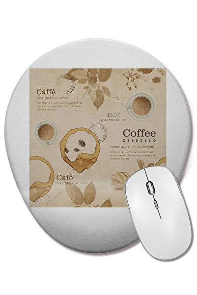 BASKI DÜNYASI Οβάλ ποντίκι ποντικοπληκτήρα με στήριγμα καρπού Coffee Espresso