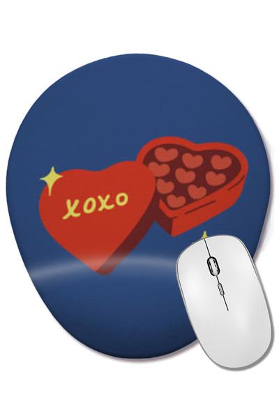 BASKI DÜNYASI لوحة ماوس بيضاوية من XOXO HEART مع دعم للمعصم