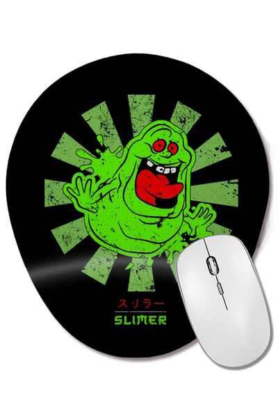BASKI DÜNYASI Slimer Retro Japanese Ghostbusters Wrist Supported Oval Mouse Pad