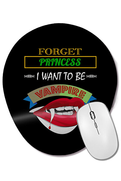 BASKI DÜNYASI Cute Forget Princess I Want to Be a Vampire Oval Mouse Pad with...