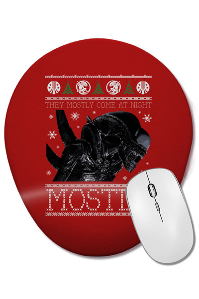 BASKI DÜNYASI Mouse Pad oval tricotat de Crăciun Xenomorph Aliens cu suport p...