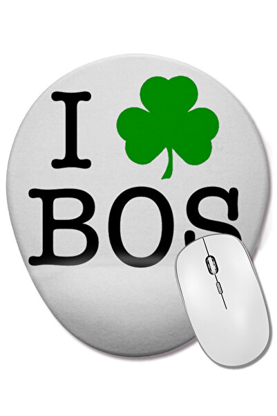 BASKI DÜNYASI Mouse Pad oval I Clover Boston cu suport pentru încheietura mâinii