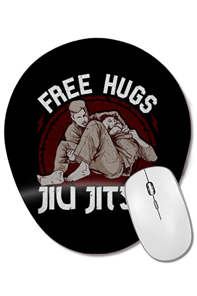 BASKI DÜNYASI Funny Free Hugs Jiu Jitsu Pun BJJ Martial Arts Mouse Pad oval c...