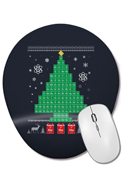 BASKI DÜNYASI لوحة ماوس بيضاوية لشجرة عيد الميلاد من Chemistree Science مع دع...