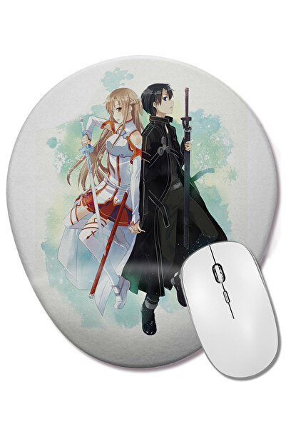 BASKI DÜNYASI Sword Art Online Death Note One Piece Tokyo Ghoul Miyazaki Mouse Pad oval cu suport pentru încheietura mâinii