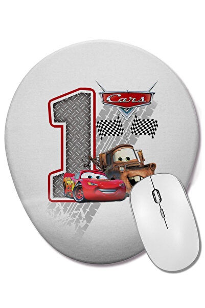 BASKI DÜNYASI Mouse Pad oval Lightning McQueen, cadou pentru un an, cu suport pentru încheietura mâinii