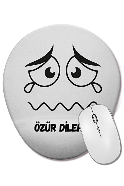BASKI DÜNYASI Mouse Pad oval cu suport pentru încheietura mâinii, cu mesaj amuzant de scuze