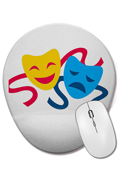 BASKI DÜNYASI Happy Sad Face Mouse Pad oval cu suport pentru încheietura mâinii