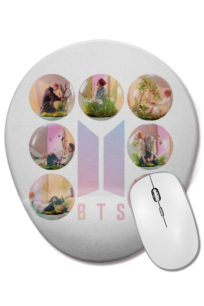 BASKI DÜNYASI Mouse Pad oval Bts Love cu suport pentru încheietura mâinii