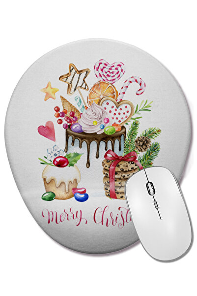 BASKI DÜNYASI Mouse Pad oval pentru Anul Nou 07, cu suport pentru încheietura...