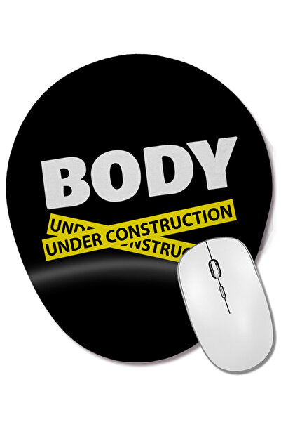 BASKI DÜNYASI Body Under Construction Gym Inspiration Mouse Pad oval cu supor...