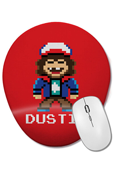 BASKI DÜNYASI Stranger Things Dustin Pixel Character Mouse Pad oval cu suport pentru încheietura mâinii