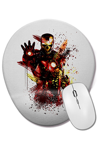 BASKI DÜNYASI Homem De Ferro 01 Mouse Pad oval cu suport pentru încheietura mâinii