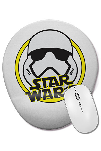 BASKI DÜNYASI لوحة ماوس بيضاوية من Star Wars Stormtrooper مع دعم للمعصم