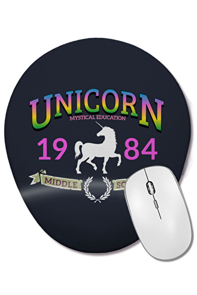 BASKI DÜNYASI Mouse Pad oval cu logo-ul școlii Unicorn, cu suport pentru înch...