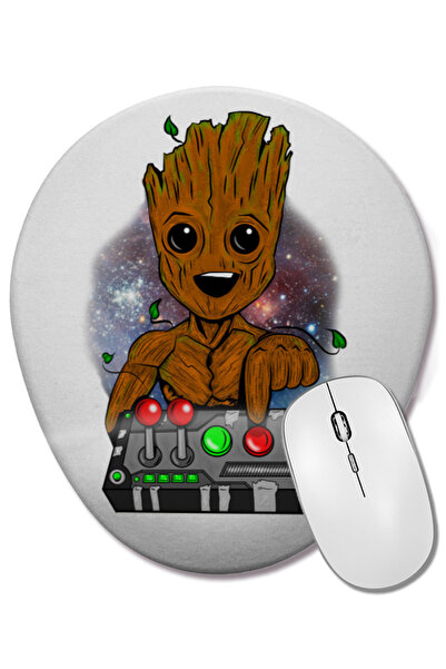 BASKI DÜNYASI Baby Groot Baby Tree Don't Push Mouse Pad oval cu suport pentru încheietura mâinii