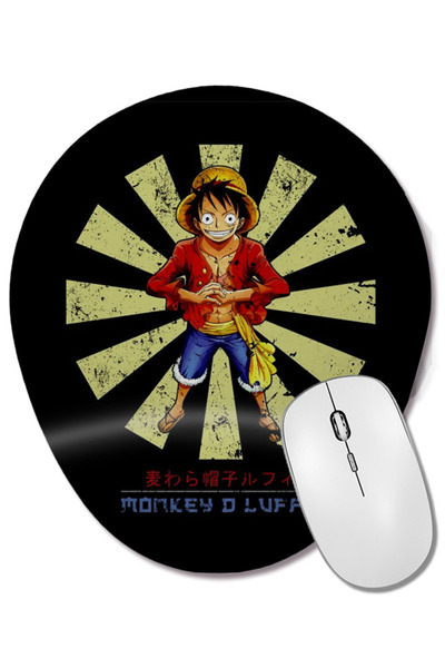 BASKI DÜNYASI Monkey D Luffy Retro Japanese One Piece Bilek Destekli Oval Mouse Pad