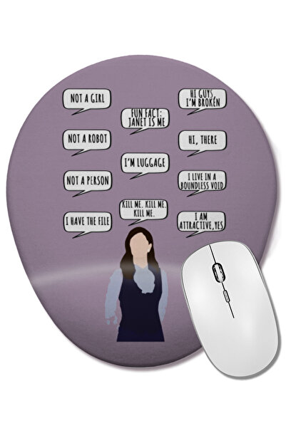 BASKI DÜNYASI Mouse Pad oval Janet The Good Place cu suport pentru încheietura mâinii