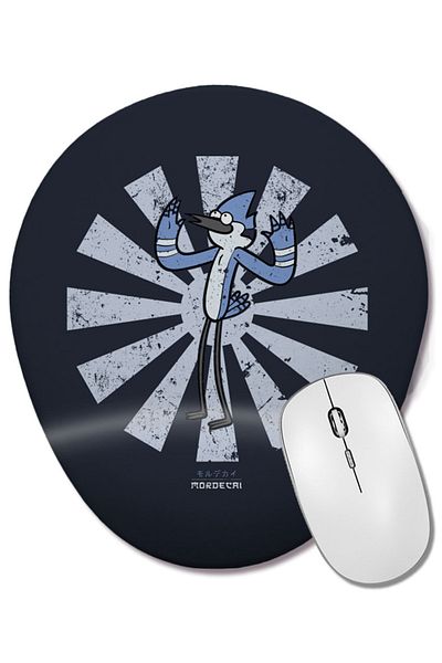 BASKI DÜNYASI لوحة ماوس بيضاوية من Mordecai Retro اليابانية العادية مع دعم للمعصم